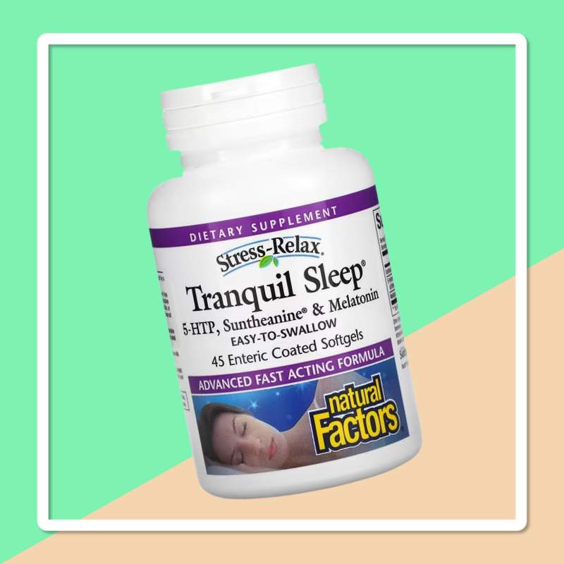 Natural Factors, Stress-Relax（ストレスリラックス）、Tranquil Sleep（トランキルスリープ）、5-HTP、Suntheanine（サンテアニン）＆メラトニン、腸溶性コーティングソフトジェル45粒